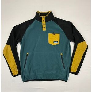 KAVU Teannaway Polar Fleece Jacket‎ Pullover Colorblock Seaworthy Green Men's S